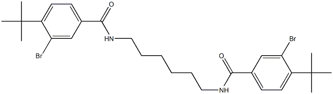 3-bromo-N-(6-{[3-bromo-4-(tert-butyl)benzoyl]amino}hexyl)-4-(tert-butyl)benzamide Struktur