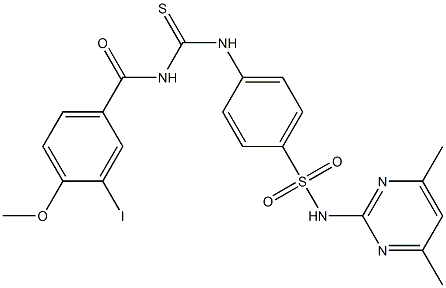 N-(4,6-dimethyl-2-pyrimidinyl)-4-({[(3-iodo-4-methoxybenzoyl)amino]carbothioyl}amino)benzenesulfonamide Struktur