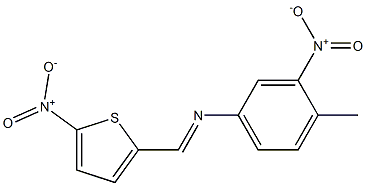 4-methyl-3-nitro-N-[(E)-(5-nitro-2-thienyl)methylidene]aniline Struktur