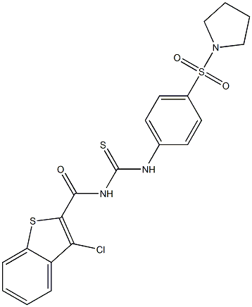 N-[(3-chloro-1-benzothiophen-2-yl)carbonyl]-N'-[4-(1-pyrrolidinylsulfonyl)phenyl]thiourea Struktur