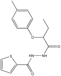 N'-[2-(4-methylphenoxy)butanoyl]-2-thiophenecarbohydrazide Struktur