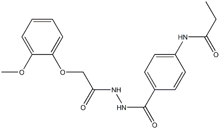 N-[4-({2-[2-(2-methoxyphenoxy)acetyl]hydrazino}carbonyl)phenyl]propanamide Struktur