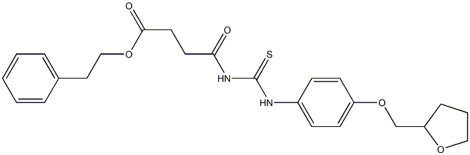 phenethyl 4-oxo-4-({[4-(tetrahydro-2-furanylmethoxy)anilino]carbothioyl}amino)butanoate Struktur