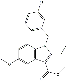 methyl 1-(3-chlorobenzyl)-2-ethyl-5-methoxy-1H-indole-3-carboxylate Struktur