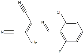 (Z)-2-amino-3-{[(E)-(2-chloro-6-fluorophenyl)methylidene]amino}-2-butenedinitrile Struktur