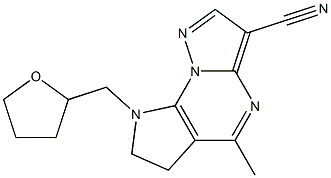 5-methyl-8-(tetrahydro-2-furanylmethyl)-7,8-dihydro-6H-pyrazolo[1,5-a]pyrrolo[3,2-e]pyrimidine-3-carbonitrile Struktur