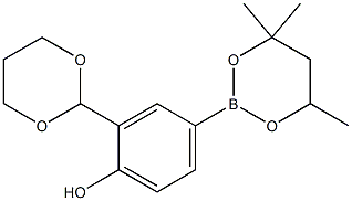 2-(1,3-Dioxan-2-yl)-4-(4,4,6-trimethyl-1,3,2-dioxaborinan-2-yl)phenol Struktur