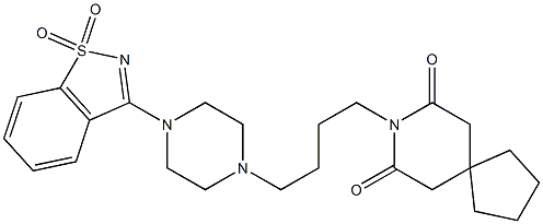 3-[4-[4-(7,9-Dioxo-8-azaspiro[4.5]decan-8-yl)butyl]-1-piperazinyl]-1,2-benzisothiazole 1,1-dioxide Struktur