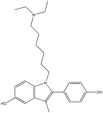 2-(4-Hydroxyphenyl)-3-methyl-1-(6-diethylaminohexyl)-1H-indol-5-ol Struktur