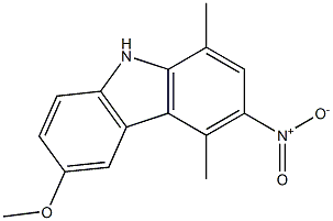 6-Methoxy-3-nitro-1,4-dimethyl-9H-carbazole Struktur