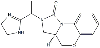 2,3,3a,4-Tetrahydro-2-[(R)-1-(1-imidazolin-2-yl)ethyl]-1H-imidazo[5,1-c][1,4]benzoxazin-1-one Struktur