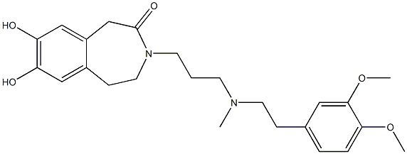 4,5-Dihydro-7,8-dihydroxy-3-[3-[N-methyl-2-(3,4-dimethoxyphenyl)ethylamino]propyl]-1H-3-benzazepin-2(3H)-one Struktur