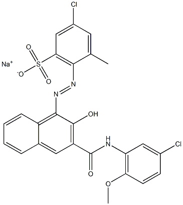 3-Chloro-5-methyl-6-[[3-[[(3-chloro-6-methoxyphenyl)amino]carbonyl]-2-hydroxy-1-naphtyl]azo]benzenesulfonic acid sodium salt Struktur