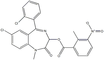 1,3-Dihydro-1-methyl-5-(2-chlorophenyl)-7-chloro-2-oxo-2H-1,4-benzodiazepin-3-ol 2-methyl-3-nitrobenzoate Struktur