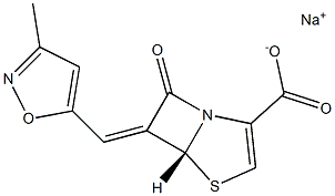 (5R)-7-Oxo-6-[(3-methylisoxazol-5-yl)methylene]-4-thia-1-azabicyclo[3.2.0]hept-2-ene-2-carboxylic acid sodium salt Struktur