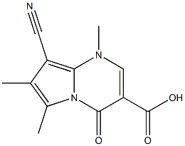 1-Methyl-4-oxo-6-methyl-7-methyl-8-cyano-1,4-dihydropyrrolo[1,2-a]pyrimidine-3-carboxylic acid Struktur