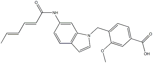 4-[6-(1-Oxo-2,4-hexadien-1-ylamino)-1H-indol-1-ylmethyl]-3-methoxybenzoic acid Struktur