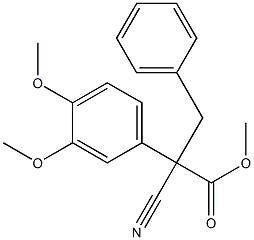 2-Cyano-2-(3,4-dimethoxyphenyl)-3-phenylpropionic acid methyl ester Struktur