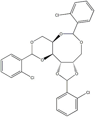 1-O,3-O:2-O,6-O:4-O,5-O-Tris(2-chlorobenzylidene)-L-glucitol Struktur