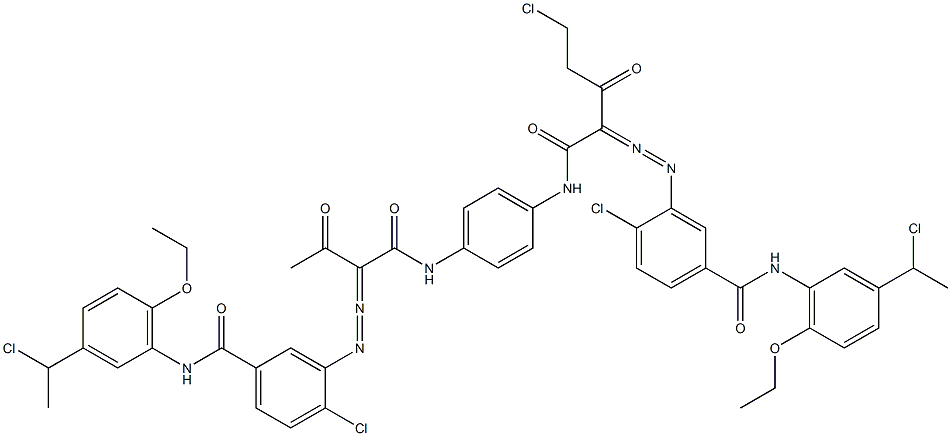 3,3'-[2-(Chloromethyl)-1,4-phenylenebis[iminocarbonyl(acetylmethylene)azo]]bis[N-[3-(1-chloroethyl)-6-ethoxyphenyl]-4-chlorobenzamide] Struktur