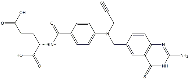 N-[4-[[[(3,4-Dihydro-2-amino-4-thioxoquinazolin)-6-yl]methyl](2-propynyl)amino]benzoyl]-L-glutamic acid Struktur