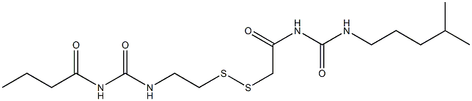 1-Butyryl-3-[2-[[(3-isohexylureido)carbonylmethyl]dithio]ethyl]urea Struktur