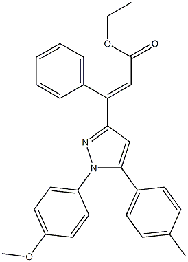 (E)-3-Phenyl-3-[[1-(4-methoxyphenyl)-5-(4-methylphenyl)-1H-pyrazol]-3-yl]propenoic acid ethyl ester Struktur