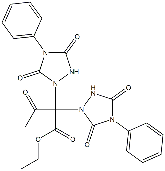 2,2-Bis[(tetrahydro-3,5-dioxo-4-phenyl-1H-1,2,4-triazol)-1-yl]-3-oxobutyric acid ethyl ester Struktur