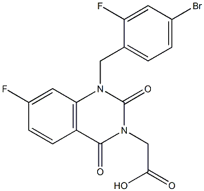 1-(4-Bromo-2-fluorobenzyl)-1,2,3,4-tetrahydro-7-fluoro-2,4-dioxoquinazoline-3-acetic acid Struktur