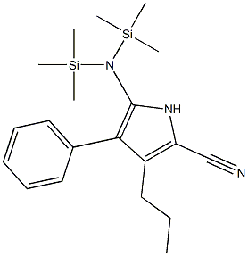 5-[Bis(trimethylsilyl)amino]-4-phenyl-3-propyl-1H-pyrrole-2-carbonitrile Struktur