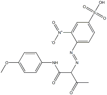 4-[1-[N-(p-Methoxyphenyl)carbamoyl]-2-oxopropylazo]-3-nitrobenzenesulfonic acid Struktur