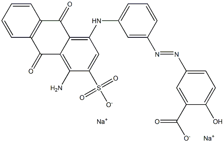 1-Amino-9,10-dihydro-4-[3-(4-hydroxy-3-carboxyphenylazo)phenylamino]-9,10-dioxo-2-anthracenesulfonic acid disodium salt Struktur