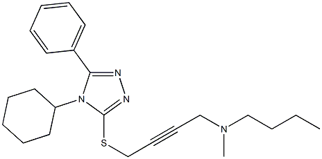 4-Cyclohexyl-5-phenyl-3-[[4-[butyl(methyl)amino]-2-butynyl]thio]-4H-1,2,4-triazole Struktur