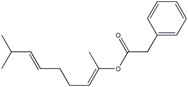 Phenylacetic acid 1,7-dimethyl-1,5-octadienyl ester Struktur