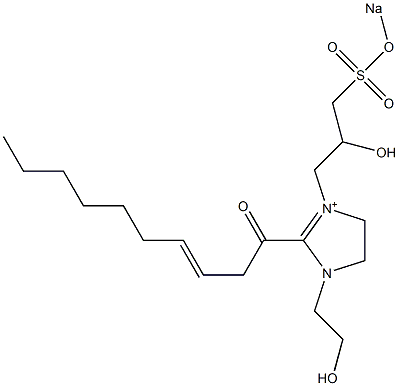 1-(2-Hydroxyethyl)-3-[2-hydroxy-3-(sodiooxysulfonyl)propyl]-2-(3-decenoyl)-2-imidazoline-3-ium Struktur