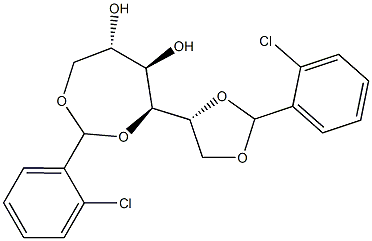 1-O,4-O:5-O,6-O-Bis(2-chlorobenzylidene)-D-glucitol Struktur