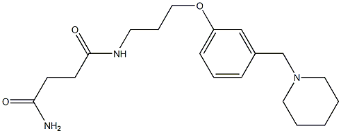 N-[3-[3-(Piperidinomethyl)phenoxy]propyl]-2-(carbamoylmethyl)acetamide Struktur