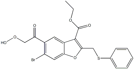 6-Bromo-5-(hydroperoxyacetyl)-2-[(phenylthio)methyl]-3-benzofurancarboxylic acid ethyl ester Struktur