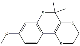 2,3-Dihydro-10,10-dimethyl-7-methoxy-10H-1,4,9-trithiaphenanthrene Struktur