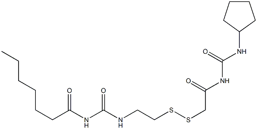 1-Heptanoyl-3-[2-[[(3-cyclopentylureido)carbonylmethyl]dithio]ethyl]urea Struktur