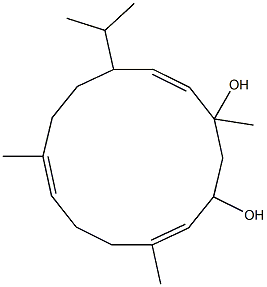 [4Z,8Z,13Z,(+)]-1,5,9-Trimethyl-12-(1-methylethyl)cyclotetradeca-4,8,13-triene-1,3-diol Struktur