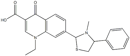 1,4-Dihydro-1-ethyl-4-oxo-7-(3-methyl-4-phenylthiazolidin-2-yl)quinoline-3-carboxylic acid Struktur