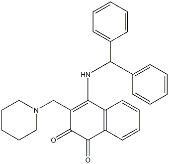 4-[(Diphenylmethyl)amino]-3-[(piperidin-1-yl)methyl]naphthalene-1,2-dione Struktur