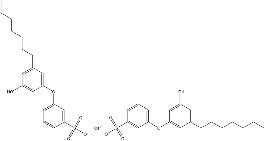 Bis(3'-hydroxy-5'-heptyl[oxybisbenzene]-3-sulfonic acid)calcium salt Struktur