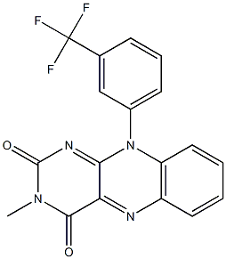 3-Methyl-10-[3-(trifluoromethyl)phenyl]pyrimido[4,5-b]quinoxaline-2,4(3H,10H)-dione Struktur