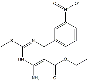 6-Amino-1,4-dihydro-2-methylthio-4-(3-nitrophenyl)pyrimidine-5-carboxylic acid ethyl ester Struktur