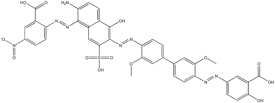 2-[[2-Amino-6-[[4'-[(3-carboxy-4-hydroxyphenyl)azo]-3,3'-dimethoxy-1,1'-biphenyl-4-yl]azo]-5-hydroxy-7-sulfo-1-naphtyl]azo]-5-nitrobenzoic acid Struktur