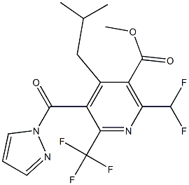 2-(Trifluoromethyl)-6-(difluoromethyl)-4-(2-methylpropyl)-3-[(1H-pyrazol-1-yl)carbonyl]pyridine-5-carboxylic acid methyl ester Struktur