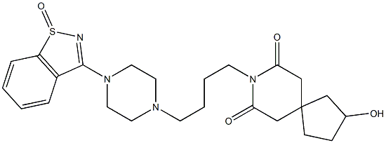 3-[4-[4-(2-Hydroxy-7,9-dioxo-8-azaspiro[4.5]decan-8-yl)butyl]-1-piperazinyl]-1,2-benzisothiazole 1-oxide Struktur