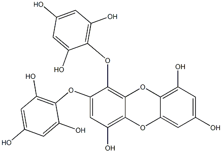 1,2-Bis(2,4,6-trihydroxyphenoxy)dibenzo[b,e][1,4]dioxin-4,7,9-triol Struktur